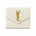 YSL Saint Laurent Monogram Small Flap Wallet Ivory