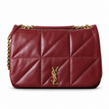 Saint Laurent YSL Jamie quilted chain shoulder bag in burgundy calfskin leather with gold hardware