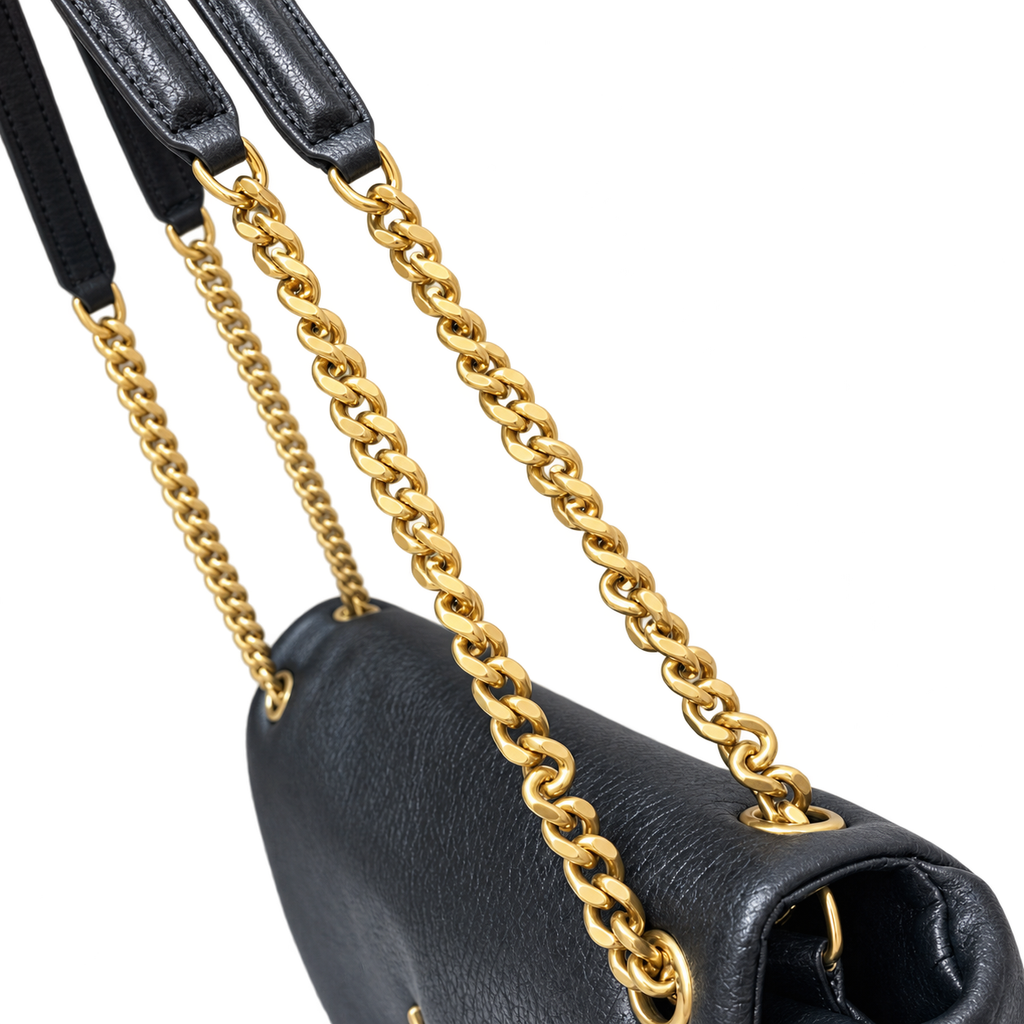 Saint Laurent YSL Calypso Bag – Black Grained Leather Gold