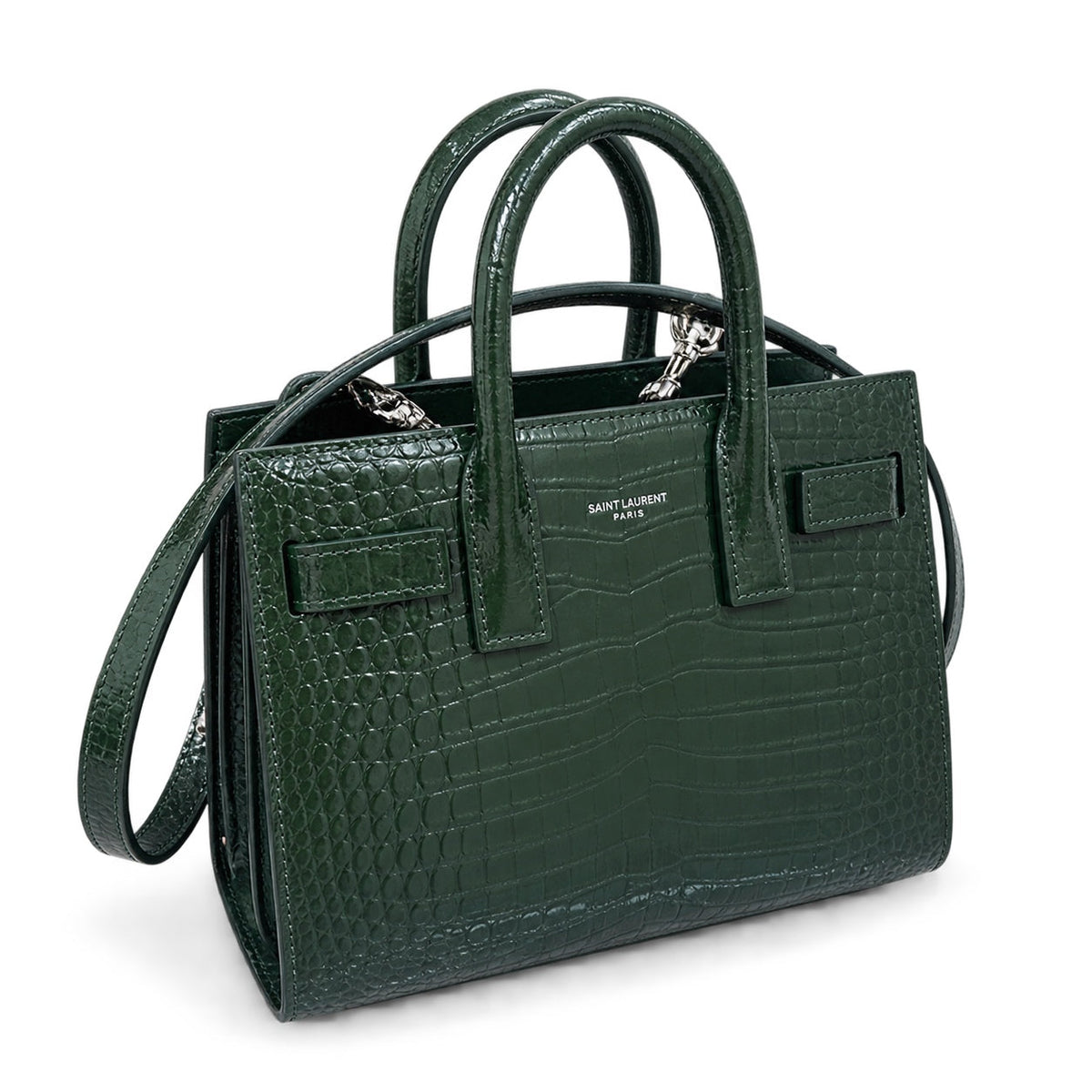 YSL Sac de Jour Small Bag – Forest Green Croc-Embossed