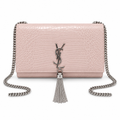 YSL Kate Tassel Chain Bag – Blush Croc-Embossed Leather