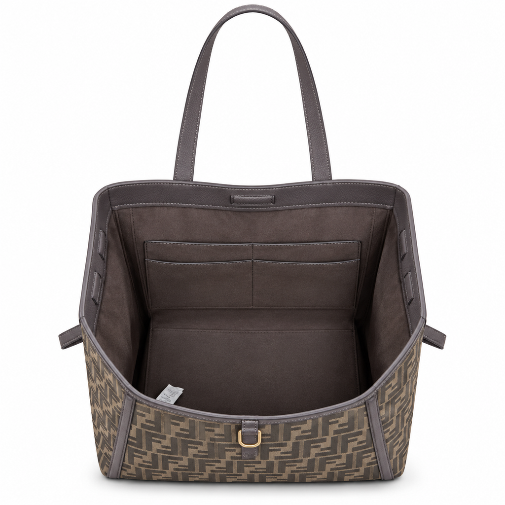 Fendi FF Large Tote Bag – Jacquard Canvas & Leather Handles, 32.5cm