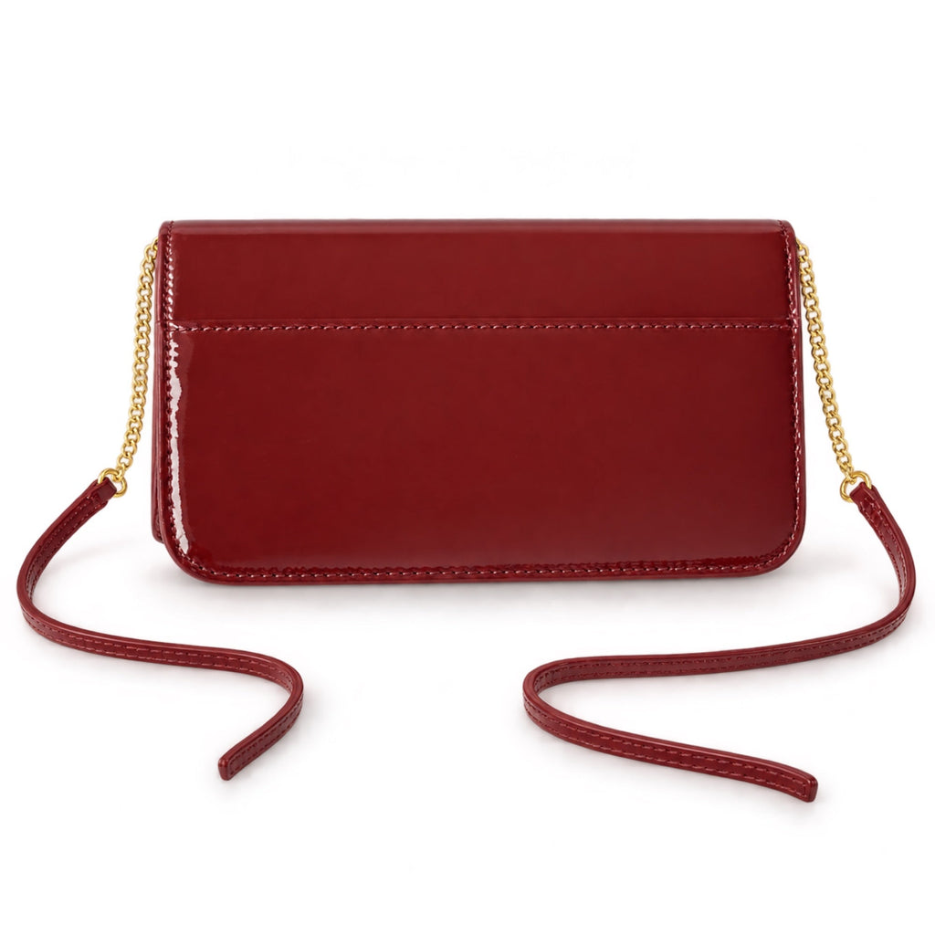 YSL Saint Laurent Kate Chain Bag in Burgundy Patent Leather