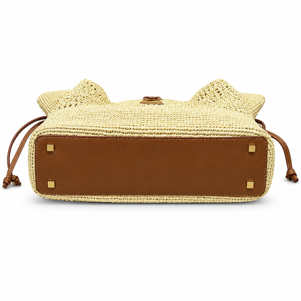 YSL Saint Laurent Bougeoir Tote in Natural Raffia and Tan Leather