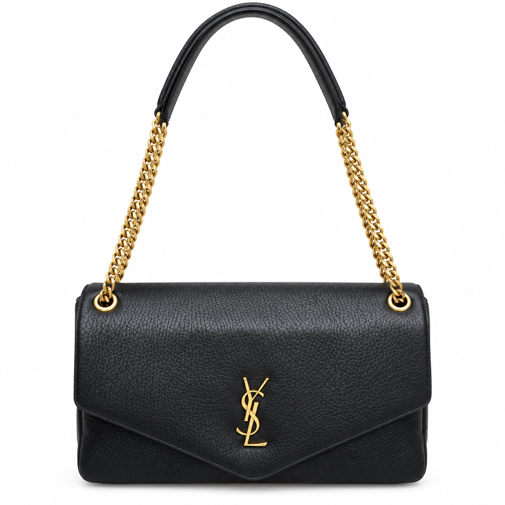 Saint Laurent YSL Calypso Bag – Black Grained Leather Gold