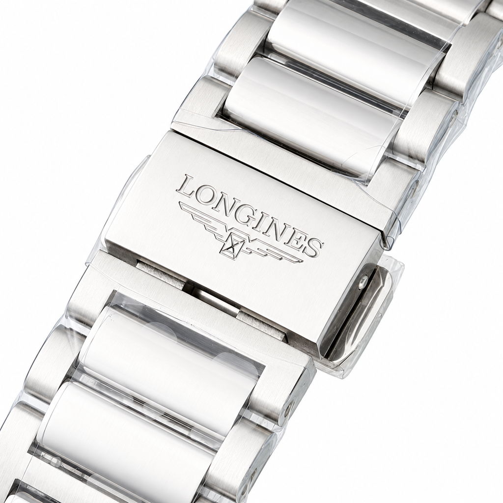 Longines Conquest Automatic Chronograph White Dial Green Bezel Steel Bracelet