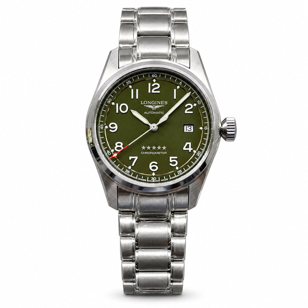 Longines Spirit Green Dial Steel Bracelet Automatic Chronometer Watch