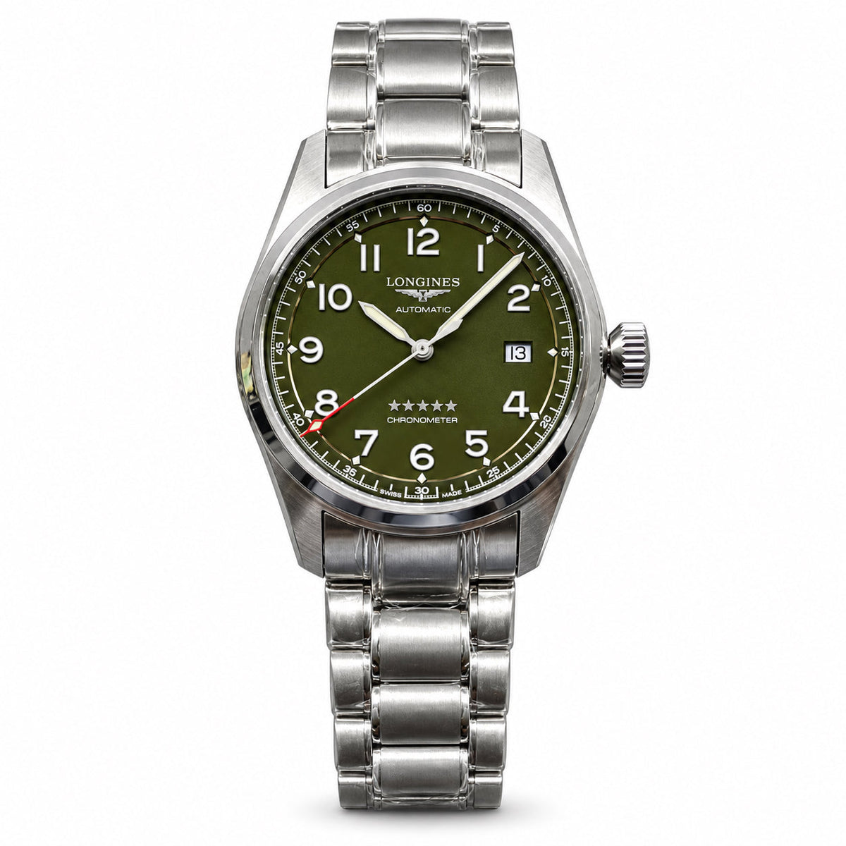 Longines Spirit Green Dial Steel Bracelet Automatic Chronometer Watch