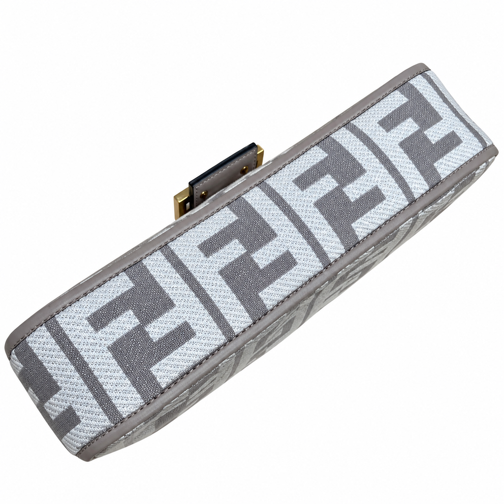 Fendi FF Shoulder Bag – Jacquard Canvas & Leather Trim, Flap Closure, 26cm