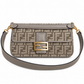 Fendi FF Shoulder Bag – Jacquard Canvas & Leather Trim, Flap Closure, 24cm