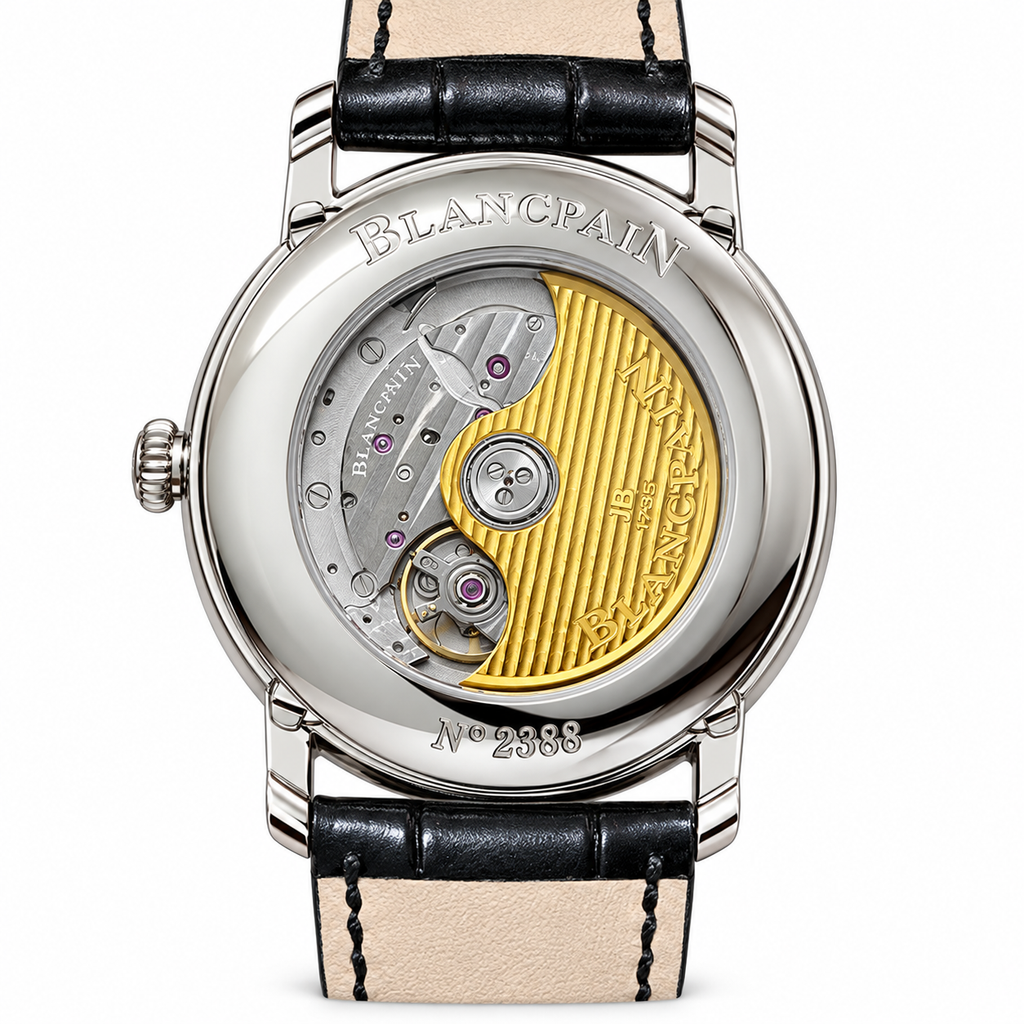 Blancpain Villeret Moonphase Full Calendar Steel Blue Hands Black Alligator Watch
