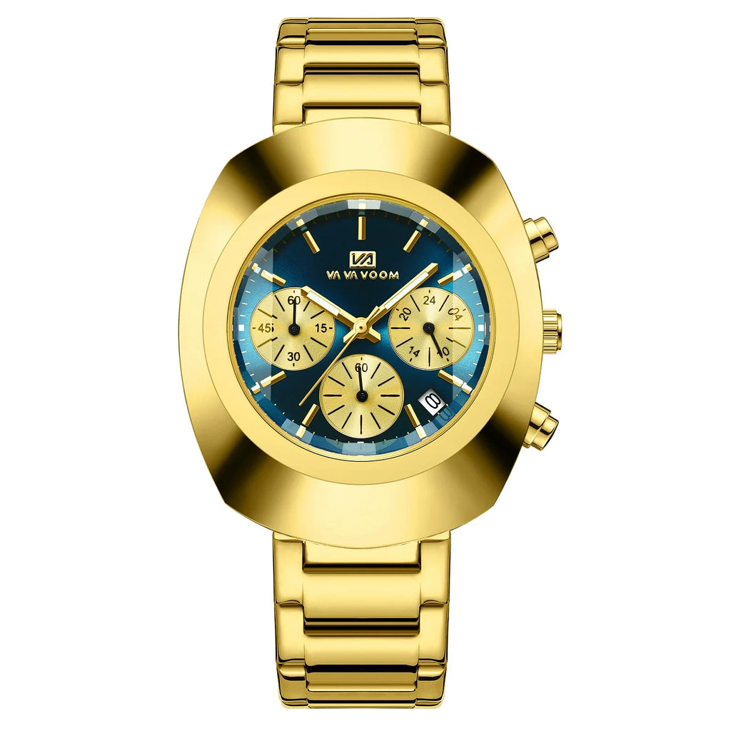 Men's Full Gold Chronograph Watch – Gold Dial Steel Bracelet